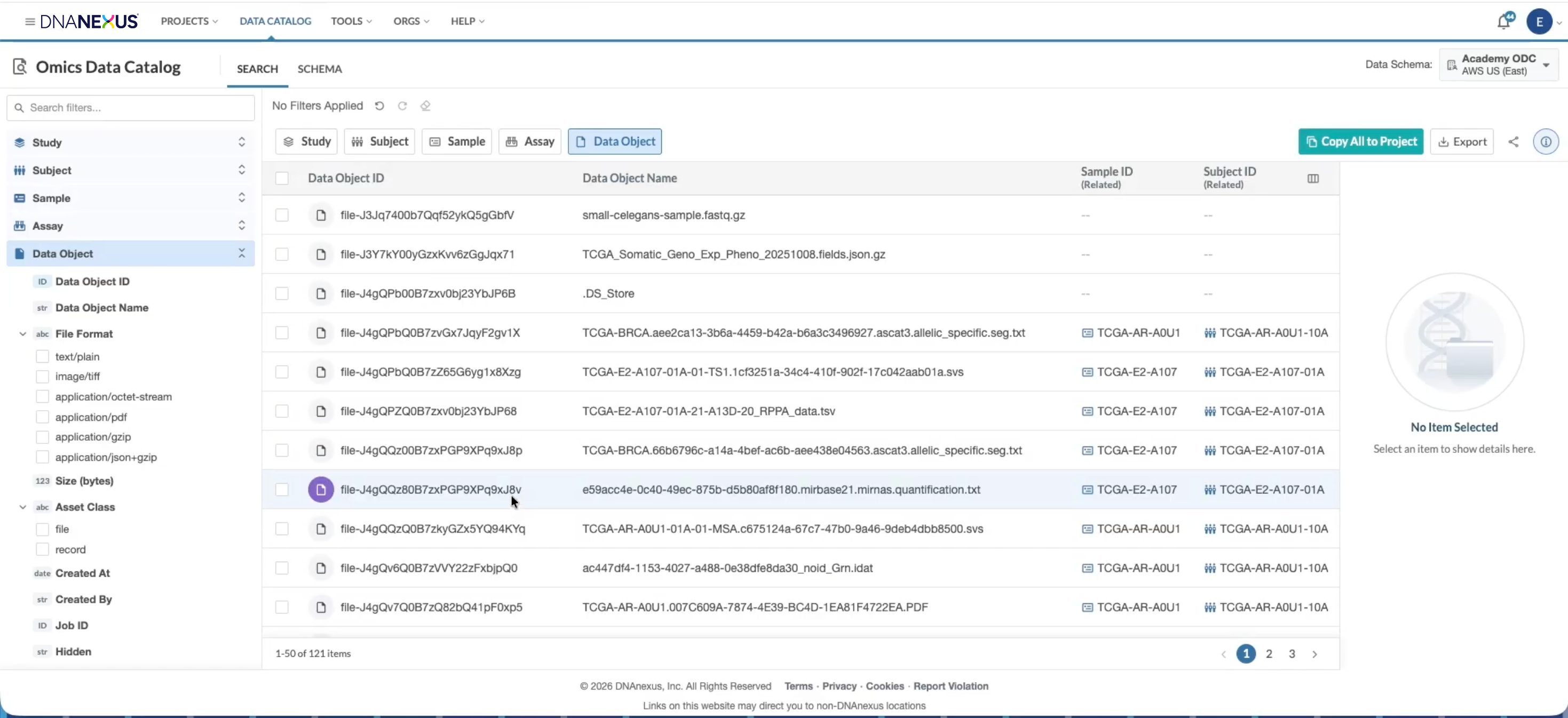 ODC data object view